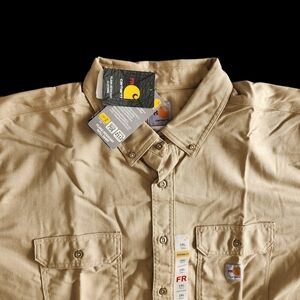 NWT Carhartt FR Long Sleeve Twill Shirt Flame-Resistant 3XLT Khaki FR160 $95